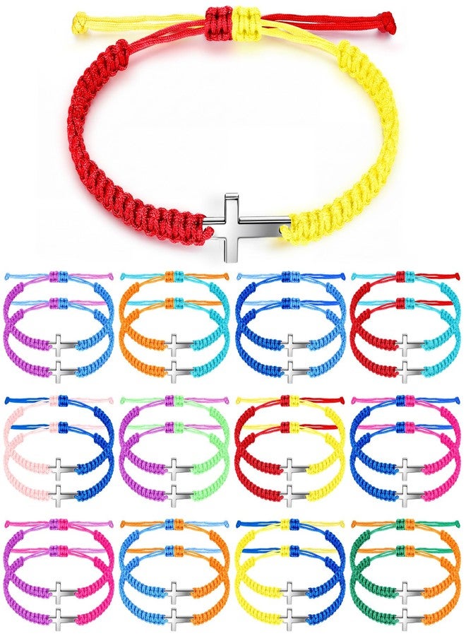 Highergo Cross Friendship Bracelets for Women Men Colorful Jesus Christian Adjustable Bracelet String Nylon Rope Braided Easter Gifts - Image 1
