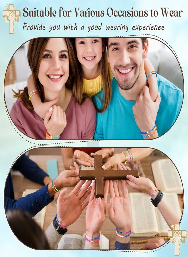 Highergo Cross Friendship Bracelets for Women Men Colorful Jesus Christian Adjustable Bracelet String Nylon Rope Braided Easter Gifts - Image 4