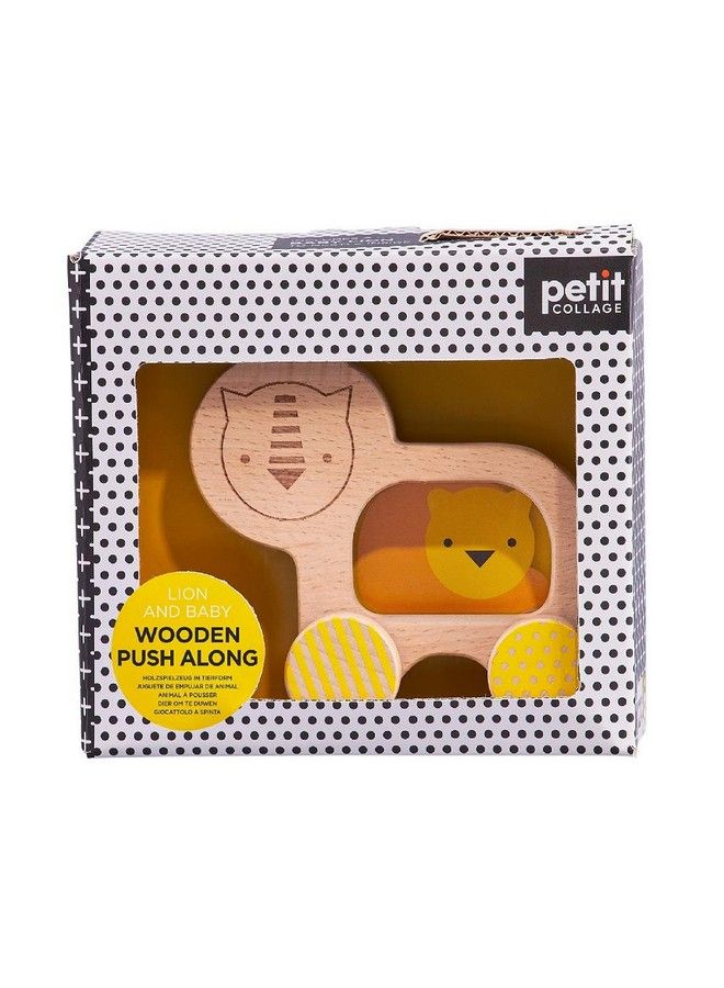 Petit Collage Lion And Baby Wooden Push Toy Cute Wooden Rolling Toy Ideal For Ages 12 Months And Older Active Toy Encourages Movement Makes A Great Gift - Image 4