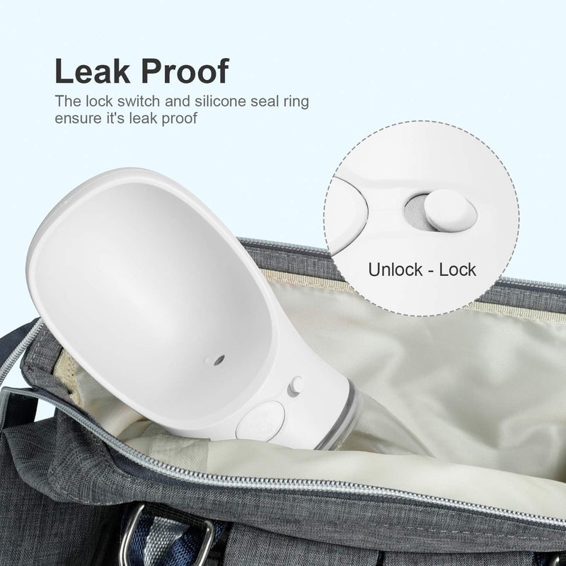 Deyace Dog Water Bottle, Leak Proof Portable Pet Water Bottles for Dogs, Puppy Water Dispenser with Drinking Feeder for Travel (Milk White 12oz) - Image 3