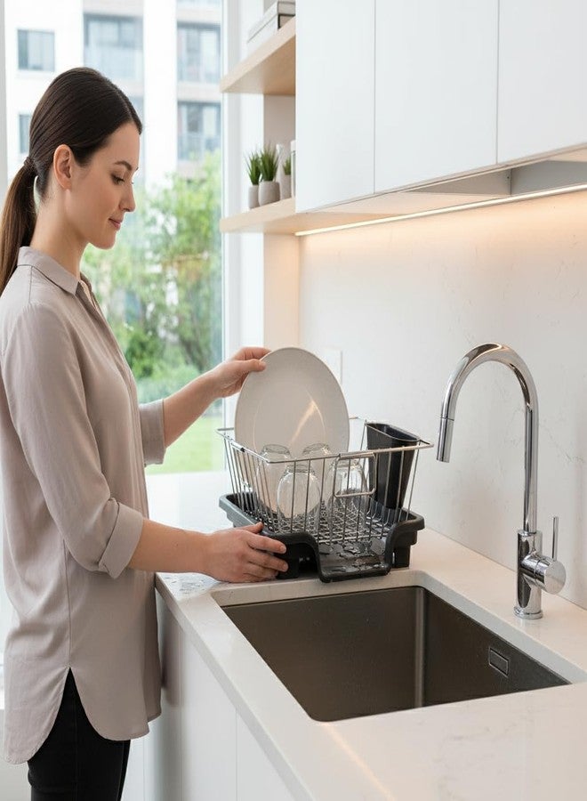 Tinbell Stainless Steel Dish Drying Rack with Drainer Tray & Cutlery Holder | Kitchen Dish Rack | Utensil Stand | Rust Resistant Bartan Basket Organizer with Handle & Drain System - Image 5