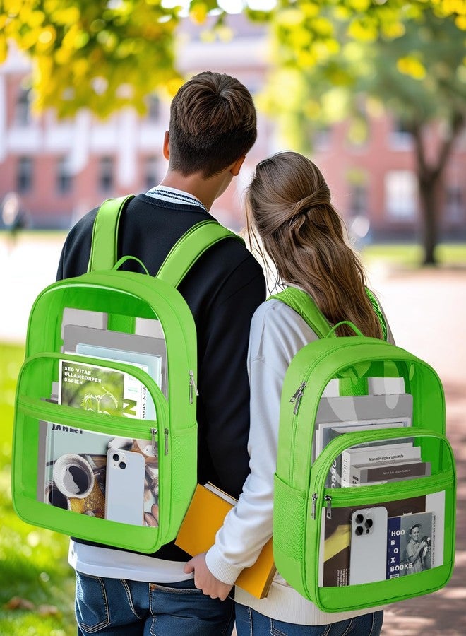 KIMNERPU Clear Backpack, Heavy Duty Transparent Bookbag for School, Fabric & PVC Transparent Backpack with Reinforced Strap for Women Men, Large Capacity Clear bag for College, Travel, Security, Green - Image 5