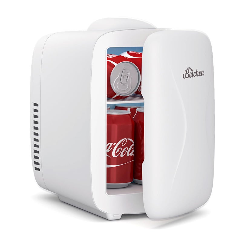 BEICHEN Mini Fridge [Upgrade], Small Fridge Rapid Cooling 4 Liter/6 Cans Skincare Fridge, Cooler and Warmer Refrigerators for Bedroom, Cosmetics, Office and Car (White) - Image 1
