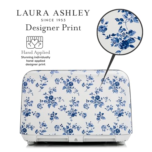 LAURA ASHLEY محمصة VQ لورا آشلي بتصميم زهرة الصين من الفولاذ المقاوم للصدأ 4 شريحة | محمصة متعددة الوظائف للخبز والبيغل 4 شريحة مع تسخين قابل للتعديل ووضع إذابة الثلج | تحتوي على 4 فتحات واسعة ورف لتسخين الكرواسون - Image 4