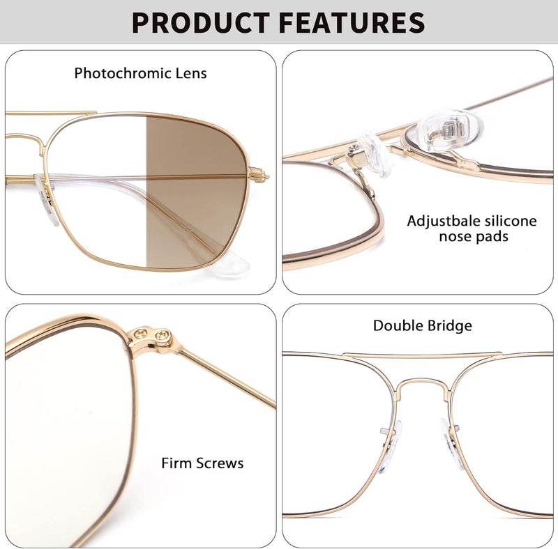 JM Aviator Blue Light Blocking Computer Glasses, Square Eye Protect Video Eyeglasses Anti Glare Men Women - Image 5