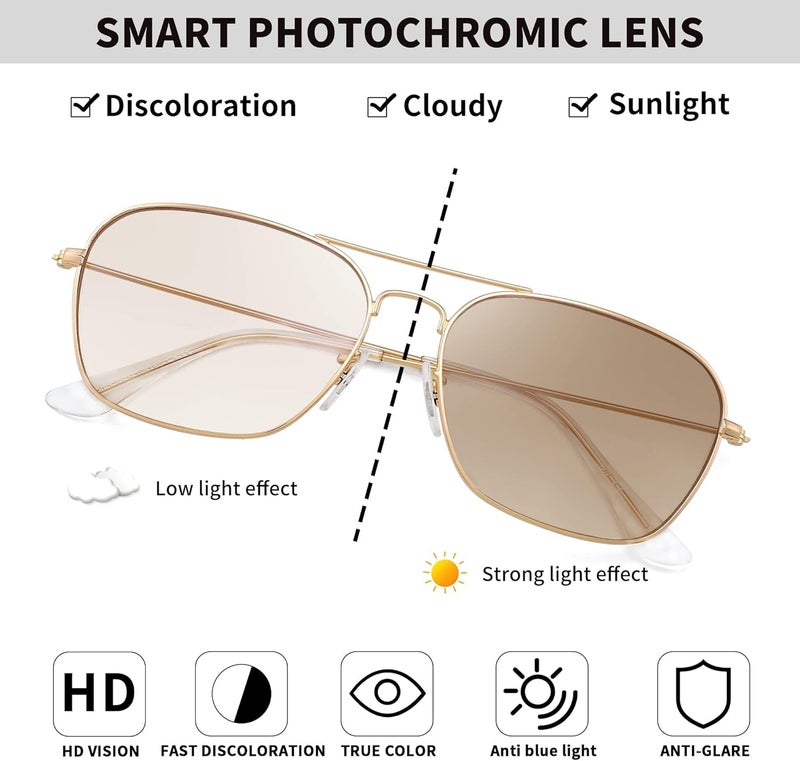 JM Aviator Blue Light Blocking Computer Glasses, Square Eye Protect Video Eyeglasses Anti Glare Men Women - Image 3