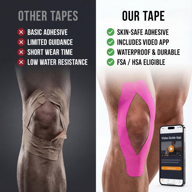 WINIOM Kinesiology Tape-Incredible Support for Athletic Sports and Recovery+Free Taping Guide-Uncut 2 inch 16.4 feet Roll (Wild Pink + Free Taping Guide, Pack of 1) - Image 5