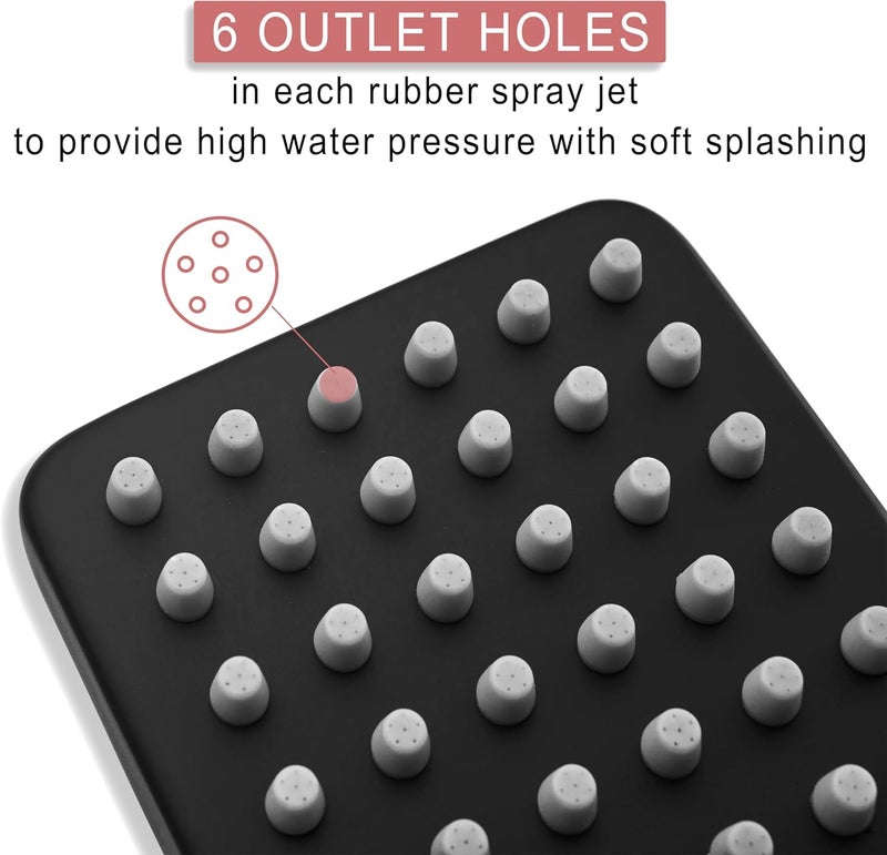 orhemus 3 inch Big Stainless Steel Body Spray Shower Jet - High Pressure Massage Side Sprayer Spa System Shower Set Adjustable Wall Mounted, Square Matte Black Finish - Image 5
