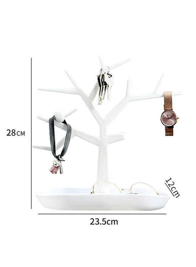 wolpin wolpin Plastic Tree Key Holders With Tray For Dressing Table Home Decor Hallway Multiple Key Hanger,Watch Holder Decorative Storage Box,White  - Image 5