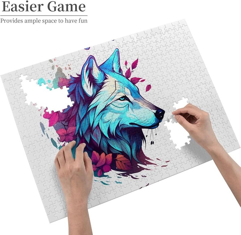 لغز بازل من 500 قطعة لوجه الذئب الجانبي للكبار، زينة منزلية مقاس 20.4 × 15 بوصة - Image 4