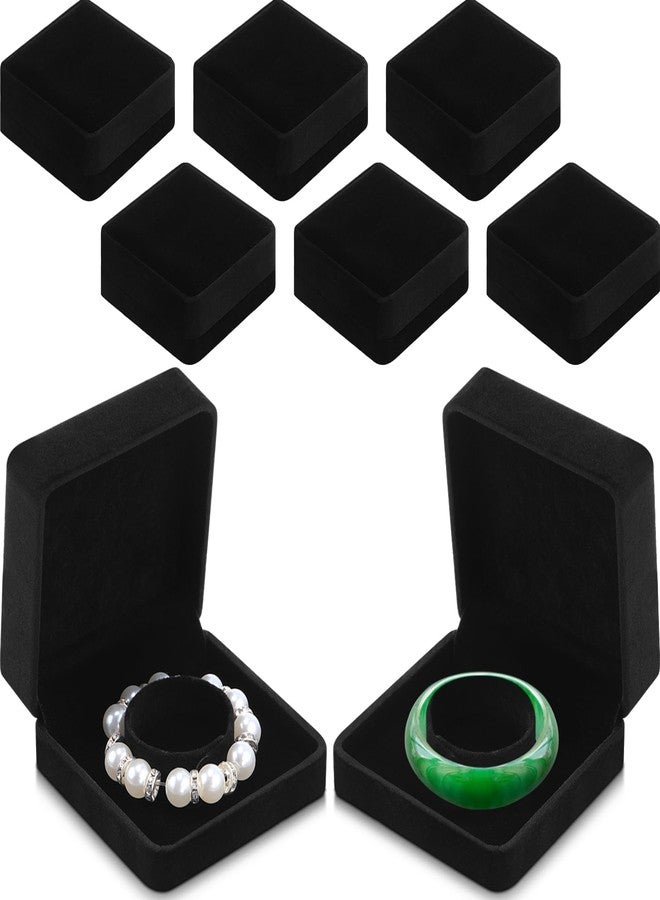JaGely 6 Pcs Jewelry Gift Boxes for Bracelets Black Velvet Bracelet Bangle Boxes 3.5x3.5x1.6 Inch Women Small Jewelry Storage Case Organizer for Birthday Wedding Proposal Anniversary, Black - Image 1