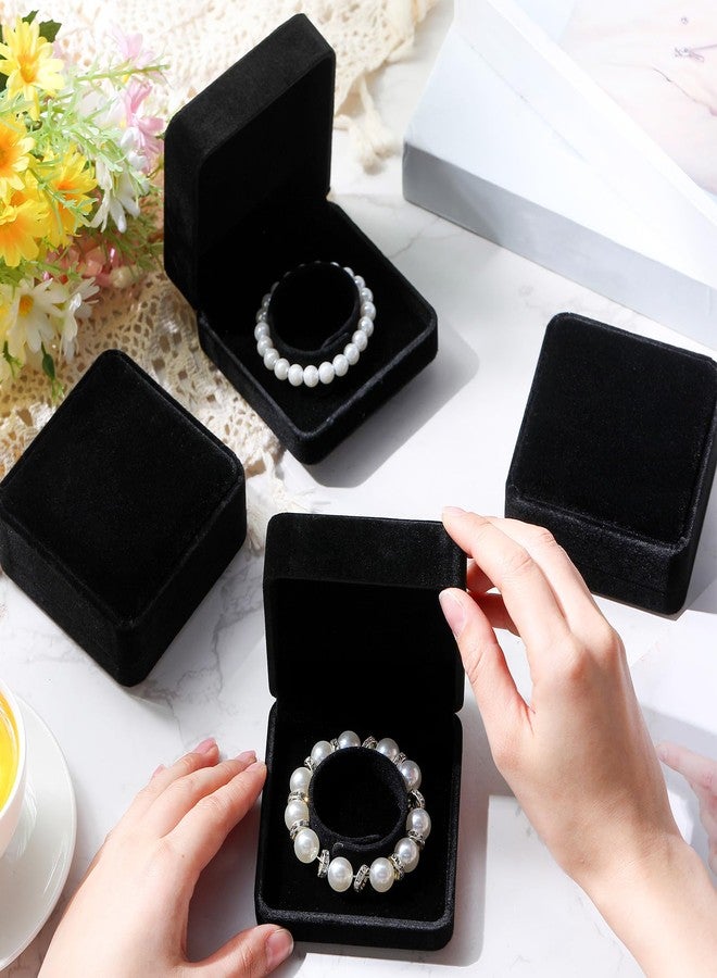 JaGely 6 Pcs Jewelry Gift Boxes for Bracelets Black Velvet Bracelet Bangle Boxes 3.5x3.5x1.6 Inch Women Small Jewelry Storage Case Organizer for Birthday Wedding Proposal Anniversary, Black - Image 5