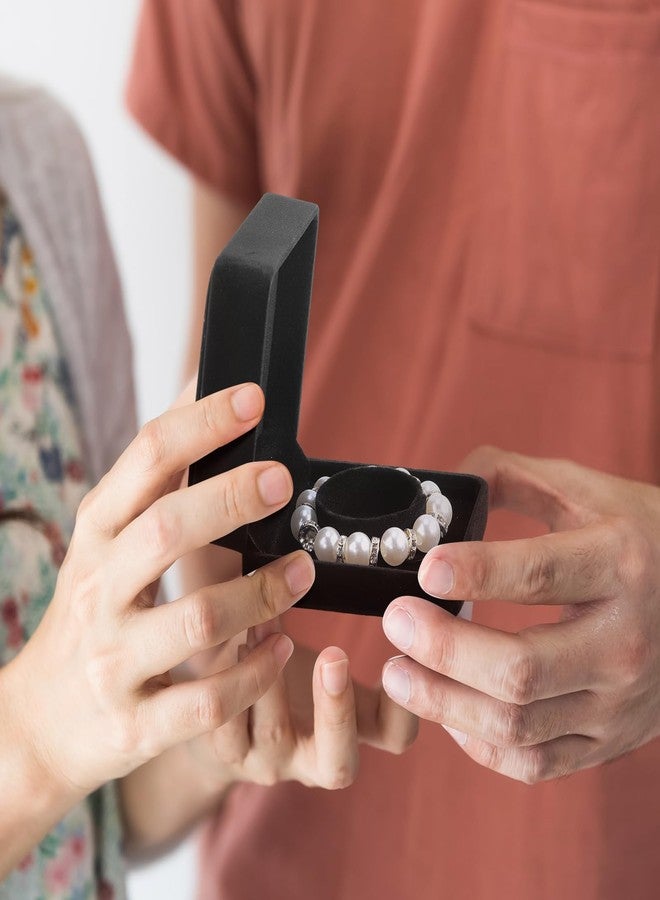 JaGely 6 Pcs Jewelry Gift Boxes for Bracelets Black Velvet Bracelet Bangle Boxes 3.5x3.5x1.6 Inch Women Small Jewelry Storage Case Organizer for Birthday Wedding Proposal Anniversary, Black - Image 4