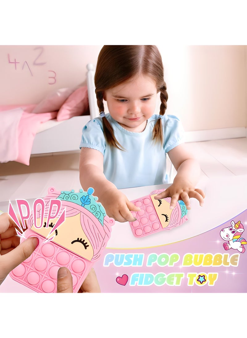 MAGIC VAULT Princess Unicorn Pop It Bag, Silicone Popit Coin Purse Fidget Bag for Girls with Adjustable Shoulder Strap Pop It Purse, Fidget Popper Poppet Bag for School Supplies, Gifts - Image 4