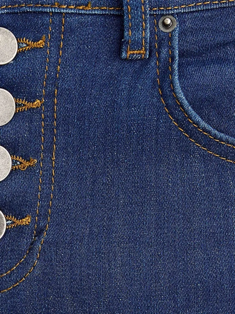 HICCUP High-Waist Flare Jeans with Button Detail