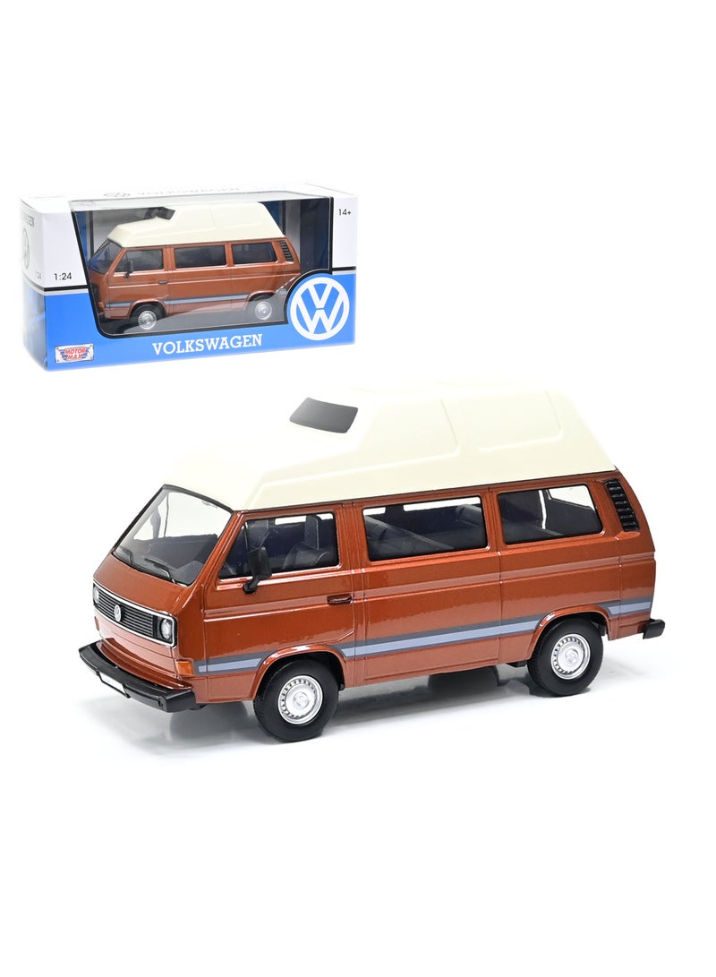 Motormax 1:24 Volkswagen T3 Camper Van Die-Cast Model – Classic VW Bus Collectible - Image 1