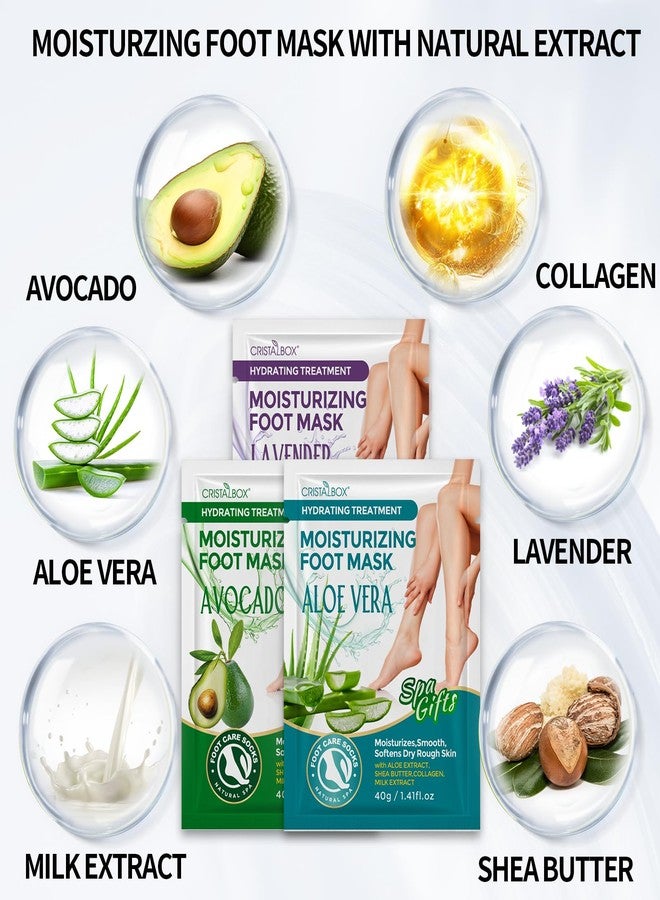 Cristalbox 5 Pack Moisturizing Foot Mask,Hydrating Foot Masks for Dry Cracked Feet,Moisturizing Socks Dry Skin Moisturizer for Soft and Smooth Touch Feet,Foot Care Spa Gifts for Women Men Mothers Day Gifts - Image 3