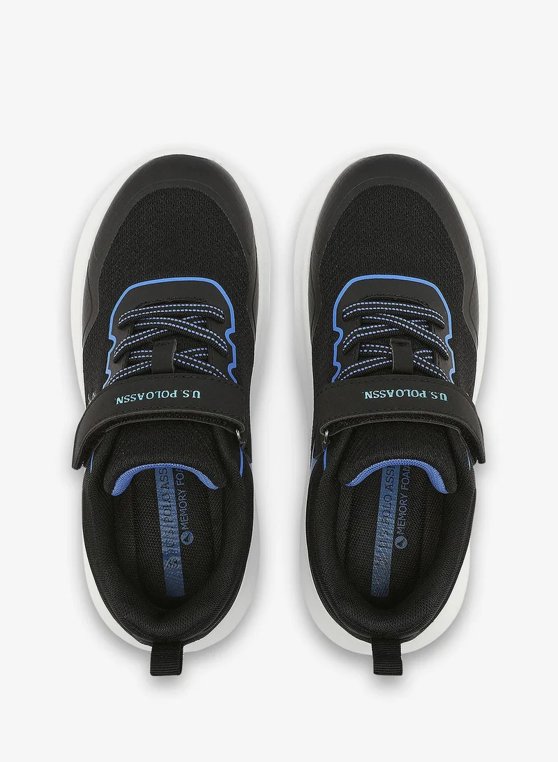 U.S. Polo Assn. black Kids Black Low-Top Casual Sneakers with Velcro Strap - Sleek Everyday Style and Comfort for Effortless Wear for Kids | Best Price UAE