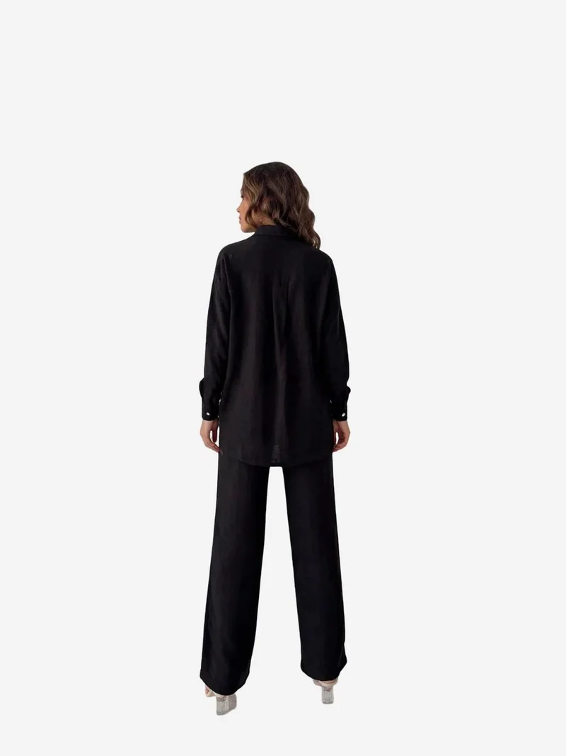 ماي فاشن MY FASHION Long Sleeve Button-Up Shirt with Shirt Collar