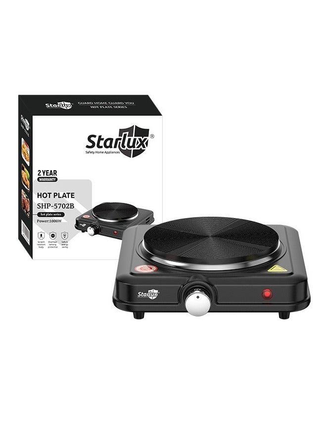 ستارلوكس موقد كهربائي محمول بقوة 1000 وات للطهي مع 5 مستويات قابلة للتعديل لدرجة الحرارة ومقبض للتحكم، موقد أحادي الملف من الحديد الزهر مناسب لجميع أدوات الطهي المنزلية والمخيمات والمركبات الترفيهية - Image 1