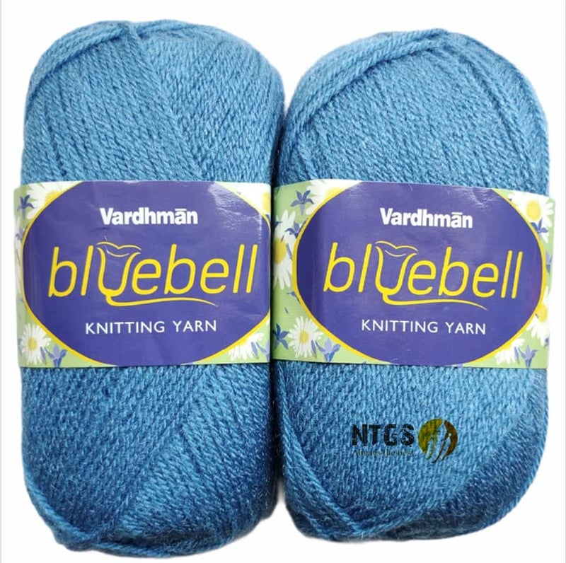 KYSS Vardhman Bluebell Light Blue 600 GM 1 Ball 100 GM Each Wool Ball Hand Knitting WoolArt Craft Soft Fingering Crochet Hook Yarn Needle Acrylic Knitting Yarn Thread Dyed Shade No8 - Image 1