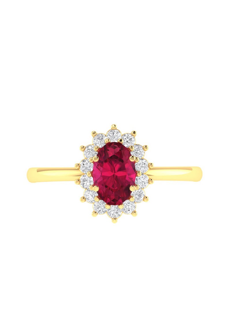 Capri Gold Diana Oval Ruby and Sparkling Diamond Ring in 18K Yellow Gold  - Image 1