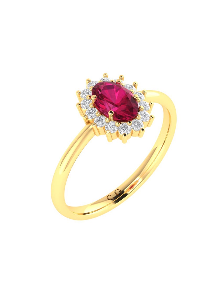 Capri Gold Diana Oval Ruby and Sparkling Diamond Ring in 18K Yellow Gold  - Image 2