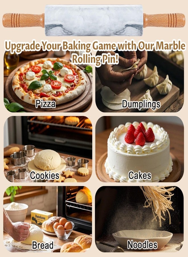 Gymdin Marble Rolling Pin - 18.9" Marble Rolling Pins for Baking, Pastry, Pizza Dough & More - Polished Non-Stick Surface, Long Dough Roller with Wooden Handles & Base - Image 5