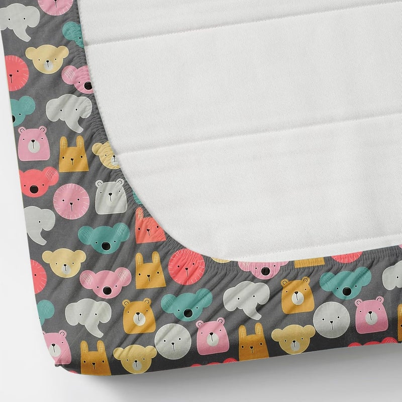 Prince Handloom 200 TC 100 Polycotton Cartoon Printed Supersoft Bedsheet Kids Room Elastic Fitted Single Bed with 2 Pillow Covers SoftBreathable Wrinkel Free 48x72 Inches Grey  - Image 3
