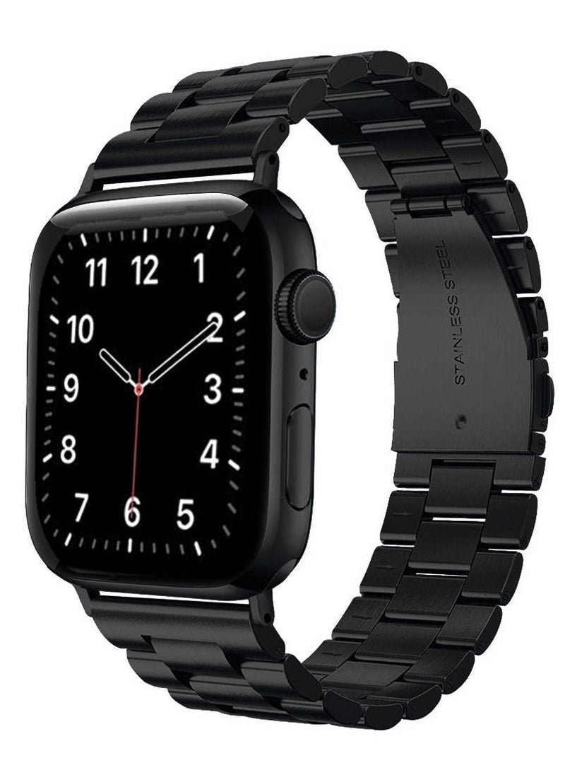 JAJEEK أحزمة معدنية متوافقة مع ساعة آبل 42 مم، 44 مم، 45 مم - حزام ساعة معصم من الفولاذ المقاوم للصدأ لساعة آبل سلسلة 7/6/5/4/3/2/1/SE (أسود) - Image 1