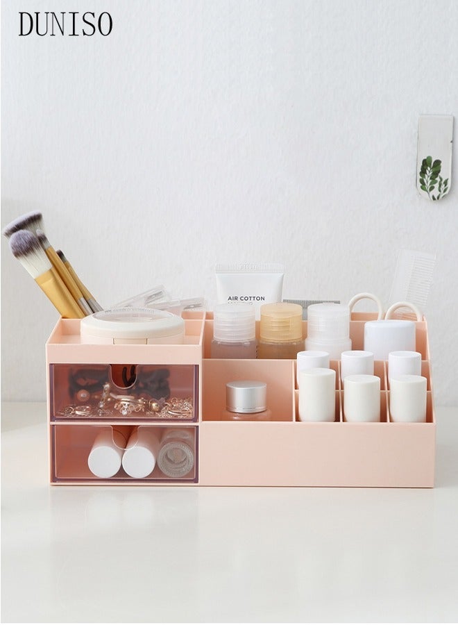 DUNISO Desk Organizer with Drawer, Pen Holder for Desk, Pencil Organizer, Plastic Makeup Organizer, Desk Organization for School, Home & Office - Image 3