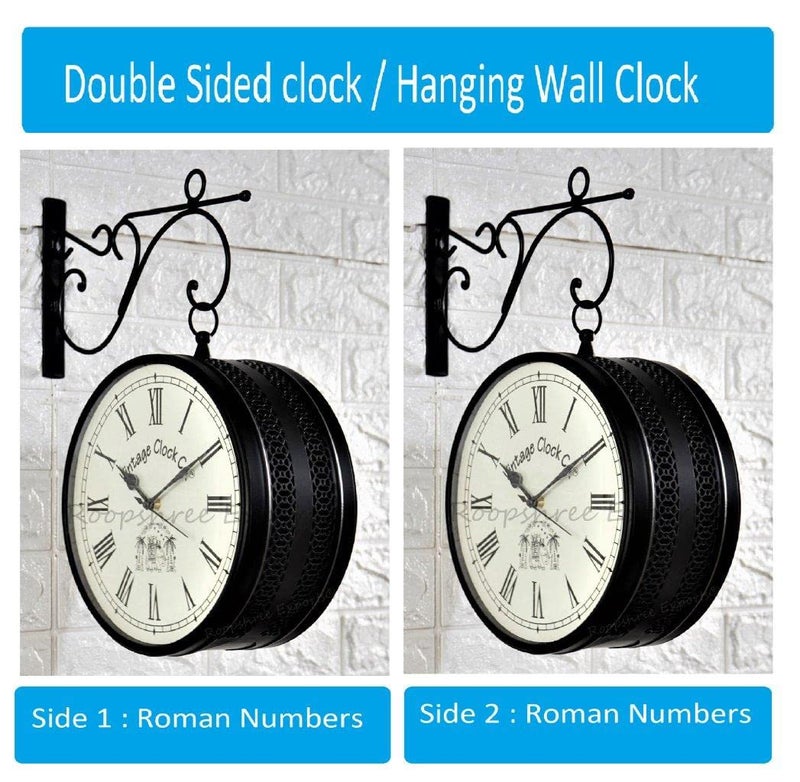 Vintage Clock Handcrafted Double Side Wall Clock 1 Year Warranty / 65700-12-RR - Image 2
