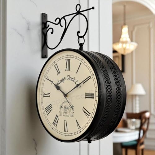Vintage Clock Handcrafted Double Side Wall Clock 1 Year Warranty / 65700-12-RR - Image 1