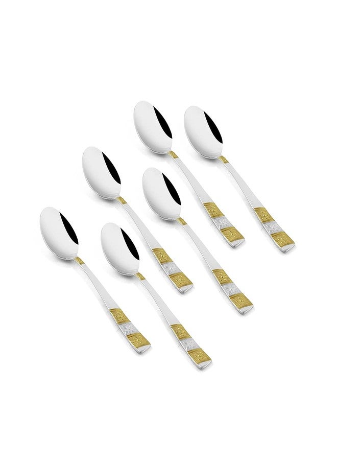 FNS Tiffiny 24 Karat Gold Plated Cutlery Set with Stand - 18 Pcs (6 Dinner Spoon, 6 Dinner Forks & 6 Teaspoon) - Image 5