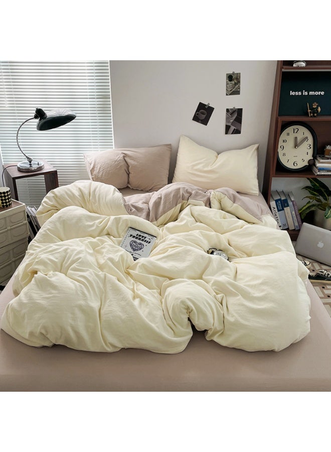 Duvet Cover Set King Size 4 Pcs, Include 1 Quilt Cover 220 x 240cm & 2 Pillow Cases 48 x 74cm & 1 Bedsheet 235 x 250cm, Super microfiber Soft Quality Cotton Blend Bedding Set, NO Comforter - Chrysanthemum Orange