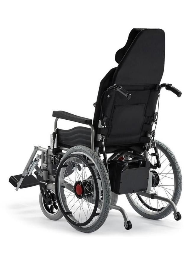 كروني كرسي متحرك كهربائي متكئ للبالغين CN-6005، كرسي متحرك مزدوج قابل للطي بمحرك 250 واط مع تحكم بعصا التحكم، هيكل ألومنيوم خفيف الوزن، ممتص صدمات مدمج، قضبان هيدروليكية أمامية وخلفية، عجلات دعم خلفية، بطارية رصاص حمضية 24 فولت 12 أمبير/ساعة، مدى 10-15 كم، فرامل كهربائية أوتوماتيكية، مقعد بعرض 45 سم، كرسي متحرك محمول صغير الحجم لكبار السن والمعاقين وكبار السن، للاستخدام أثناء السفر، المساعدة الطبية المنزلية. - Image 3