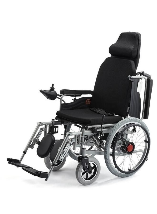 كروني كرسي متحرك كهربائي متكئ للبالغين CN-6005، كرسي متحرك مزدوج قابل للطي بمحرك 250 واط مع تحكم بعصا التحكم، هيكل ألومنيوم خفيف الوزن، ممتص صدمات مدمج، قضبان هيدروليكية أمامية وخلفية، عجلات دعم خلفية، بطارية رصاص حمضية 24 فولت 12 أمبير/ساعة، مدى 10-15 كم، فرامل كهربائية أوتوماتيكية، مقعد بعرض 45 سم، كرسي متحرك محمول صغير الحجم لكبار السن والمعاقين وكبار السن، للاستخدام أثناء السفر، المساعدة الطبية المنزلية. - Image 5