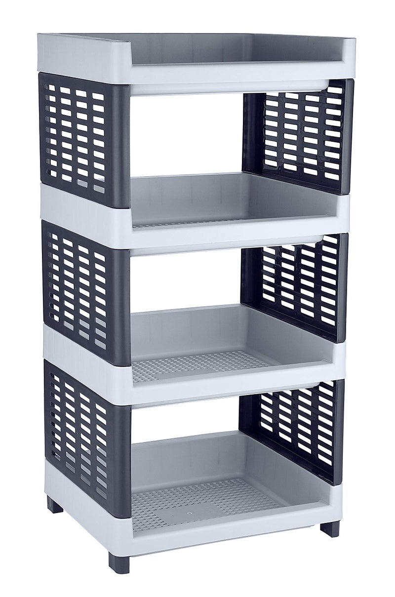 Sonal - Viva Multipurpose Plastic Rack for Kitchen, Office and General Use - Self Standing Rack (Grey Color) (4 Tier) - Image 1