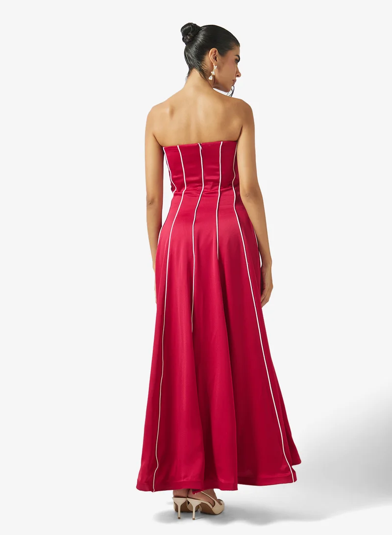 Akadia Fashion  STRAPLESS FLOWER DETAIL A LINE DRESS for Women | Best Price UAE