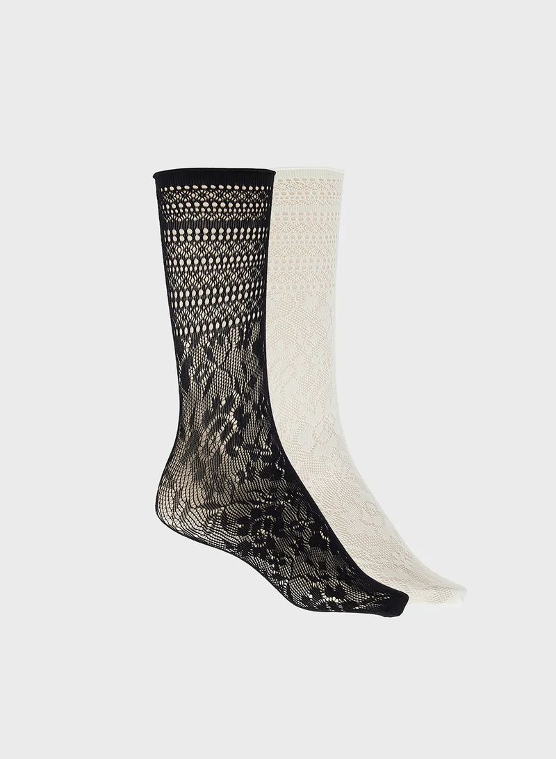 جينجر 2PK Lace Ankle Socks