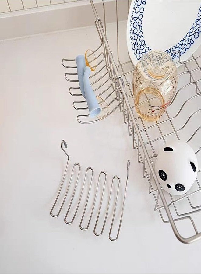ArrErr Kitchen Sponge Holder Kitchen Sink Caddy Organizer Attach to Standard Dish Drying Rack Hanging Drip Tray for Zero Scratch Scrub Sponge Dish Brush Set Bottle Brush Dishwashing Block Soap Bar - Image 3