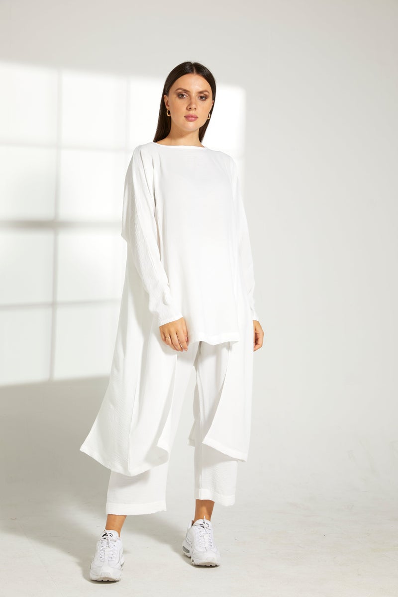 Moistreet Asymmetric Boat Neck Top & Pants Set - Image 1