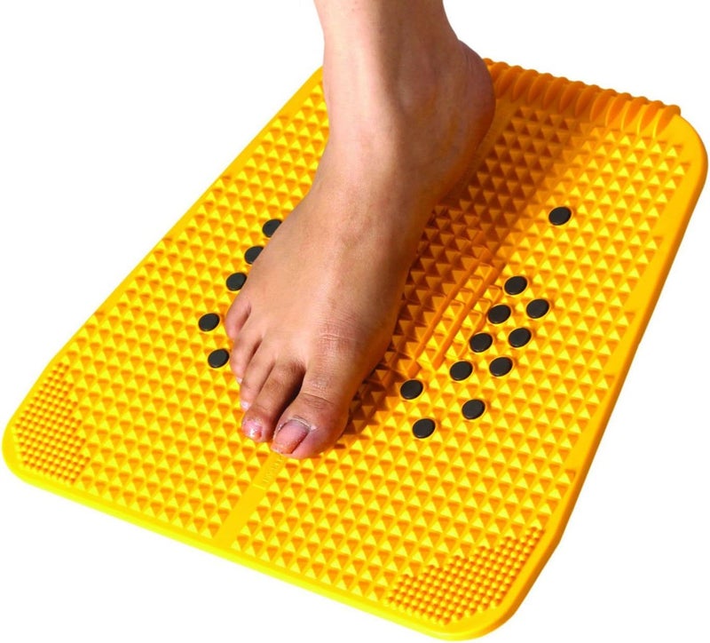 ACI Acupressure Reflexology Magnetic Pyramidal Therapy Power Pain Relief Energy Foot Health Mat Set Of 1 Sujok Rings Set Of 5 L X W X H 30 X 30 X 7 Cm Yellow Mat - Image 2