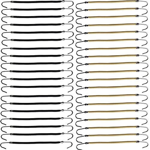NSBELL 40PCS Ponytails Hooks Elastic Band Hair Clips Rubber Bands Holder Hair Styling for Women Girls (Black and Apricot) - Image 1