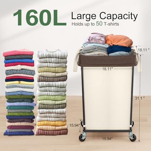 Mefirt 2PK Rolling Laundry Basket with Wheels, Laundry Hamper with Wheels Laundry Sorter Cart, Narrow Slim Clothes Hamper Organizer with Sturdy Metal Frame - Image 2