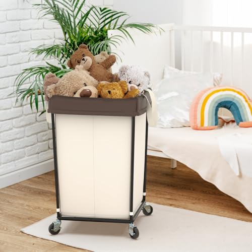 Mefirt 2PK Rolling Laundry Basket with Wheels, Laundry Hamper with Wheels Laundry Sorter Cart, Narrow Slim Clothes Hamper Organizer with Sturdy Metal Frame - Image 5