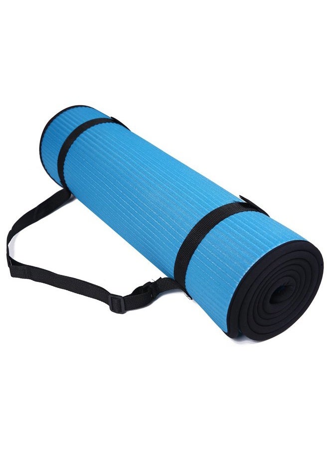 Fitvids BalanceFrom Fitvids All-Purpose 2/5-Inch (10mm) Extra Thick High Density Anti-Slip Exercise Pilates Yoga Mat with Carrying Strap, Blue - Image 1