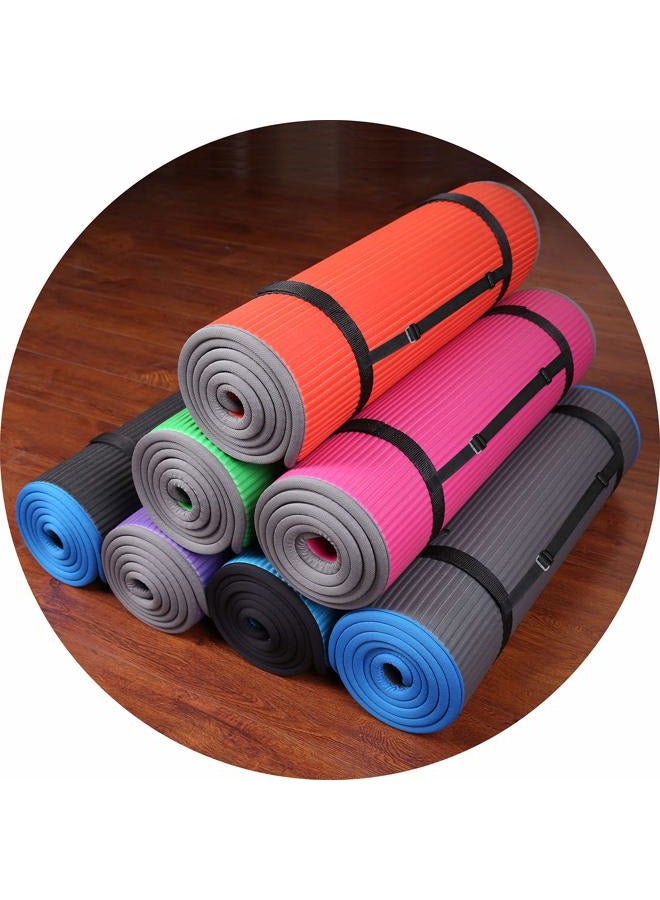 Fitvids BalanceFrom Fitvids All-Purpose 2/5-Inch (10mm) Extra Thick High Density Anti-Slip Exercise Pilates Yoga Mat with Carrying Strap, Blue - Image 3