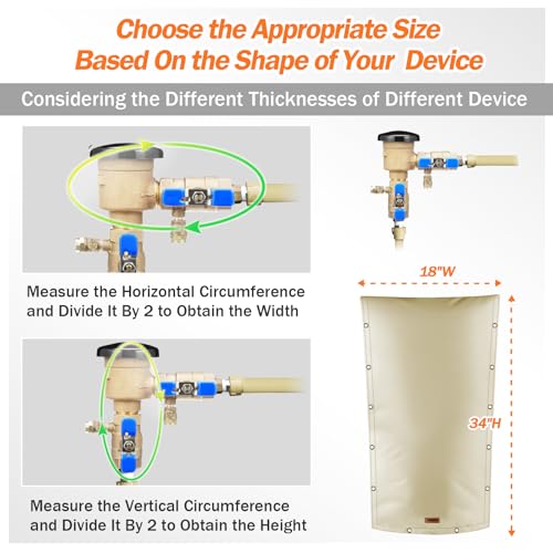 TOHONFOO 3-Way Opening Backflow Preventer Pipe Insulation Cover (5°F) - Irrigation Sprinkler Valve Cover - Water Well Pump Cover - Sturdy 5 Layers for Winter Freeze Protection (18" W x 34" H, Beige) - Image 3