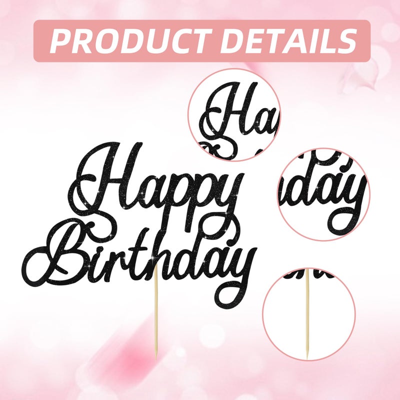 بيشيدا Beishida 1 حزمة عيد ميلاد سعيد توببر سوداء بريق الديكور ديكور 15th 18th 18th 30th كعكة عيد الميلاد الزخرفة للرجال لوازم الحفلات - Image 3